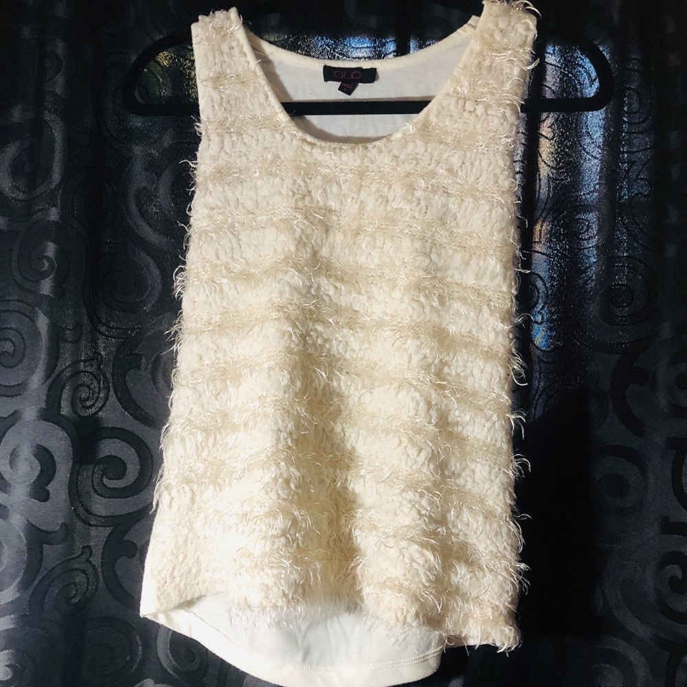 White Fur sleeveless blouse